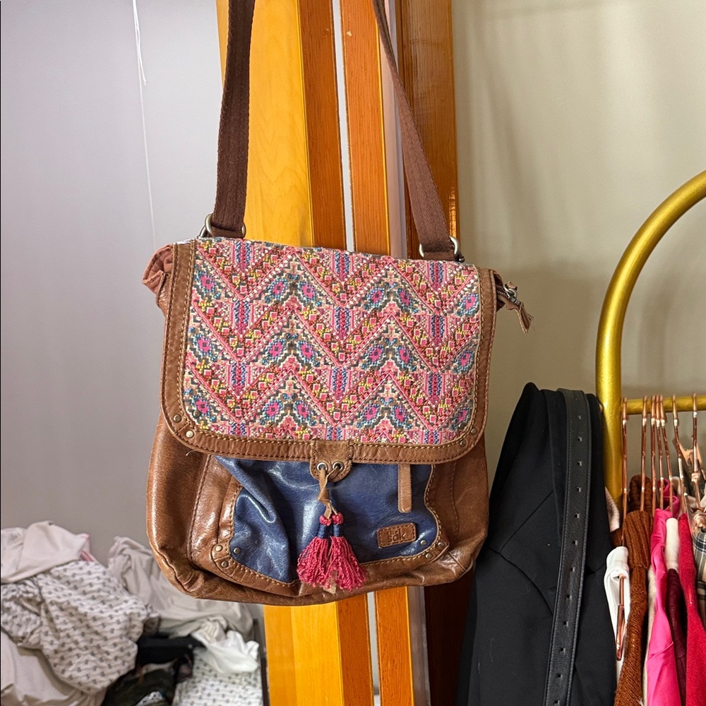 The Sak Multicolor Crossbody Bag with Brown and Blue Accents